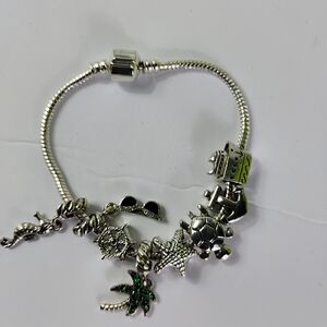 Silver Charm Bracelet with Beach Travel Charms